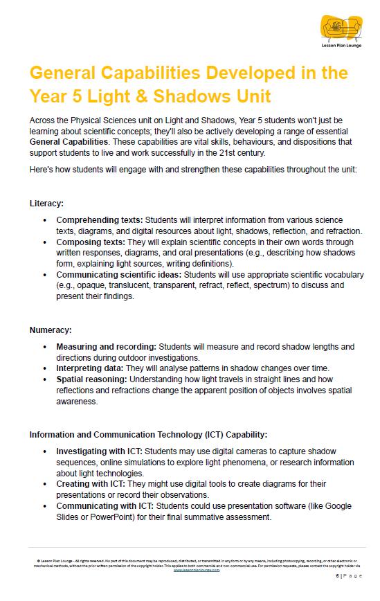 Science - Physical Sciences: Lesson Plans (10 lessons) + 1 Summative Assessment + FREE Student Workbook (Year 5)