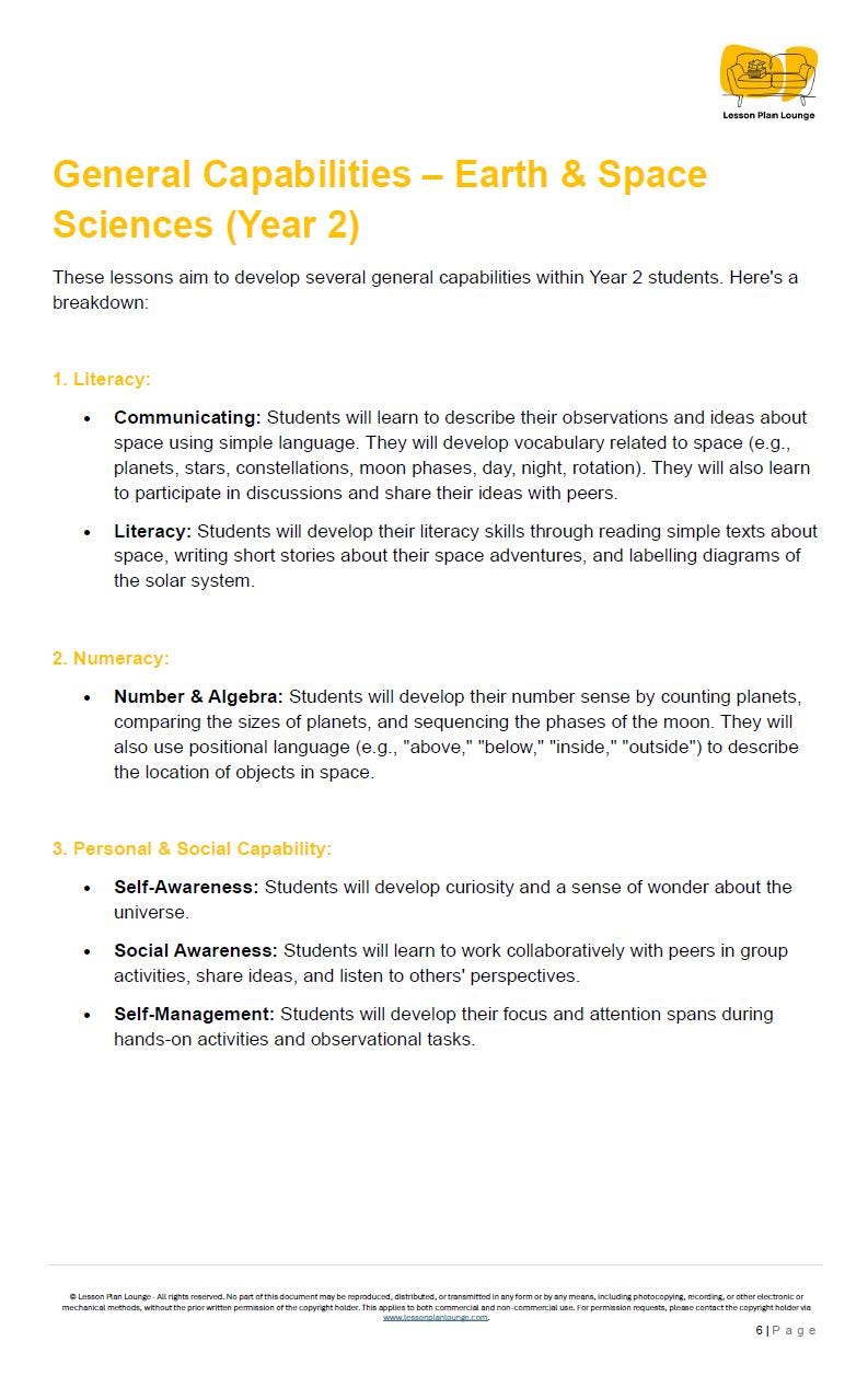 EARTH and SPACE SCIENCES - Adjusted Curriculum: 12 Lesson Plans + 1 Summative Assessment Task (Year 2)