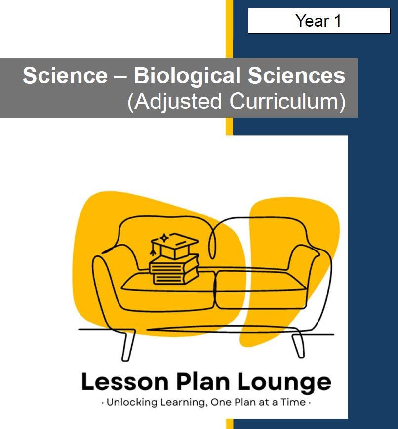 BIOLOGICAL Sciences Adjusted Curriculum: 12 Lesson Plans + 1 Summative Assessment (Year 1)