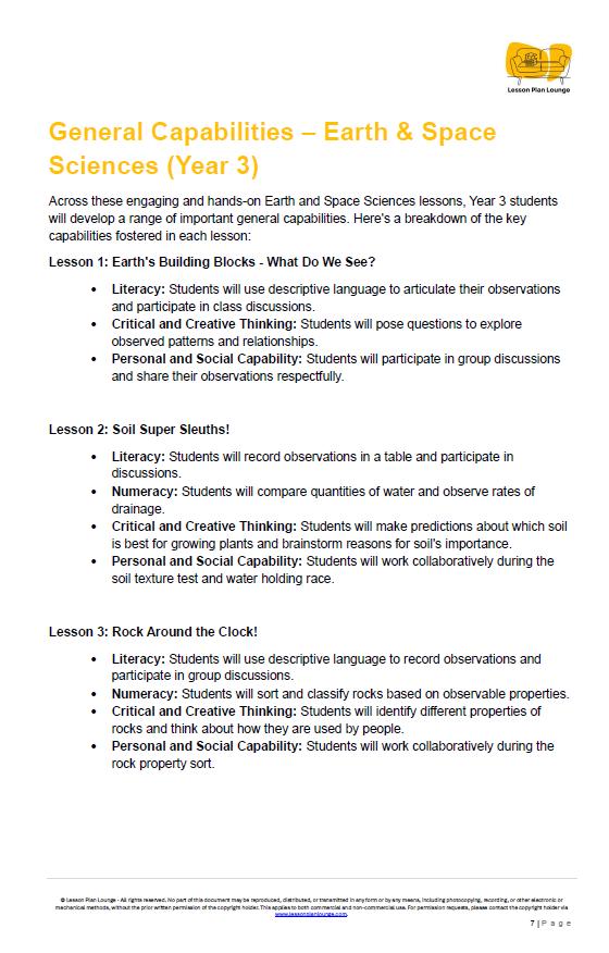 Science - Earth & Space Sciences: Lesson Plans (9 lessons) + 1 Summative Assessment + FREE Student Workbook (Year 3)