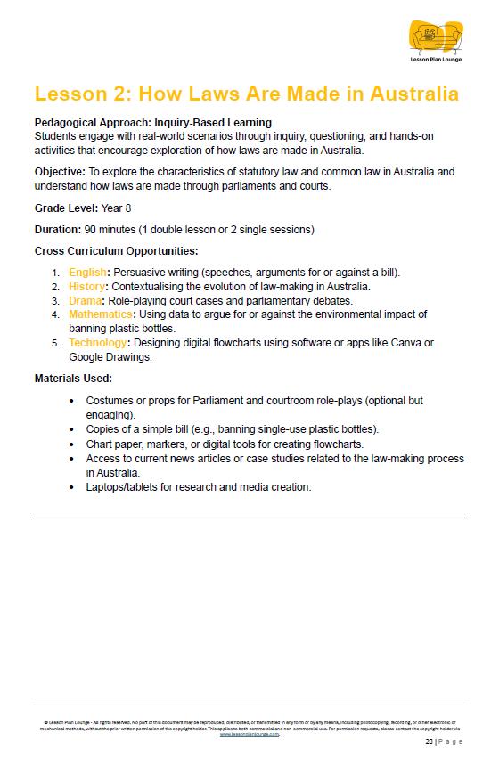 HASS Civics & Citizenship: 4 Lesson Plans + 1 Summative Assessment Task + FREE Student WORKBOOK (Year 8)