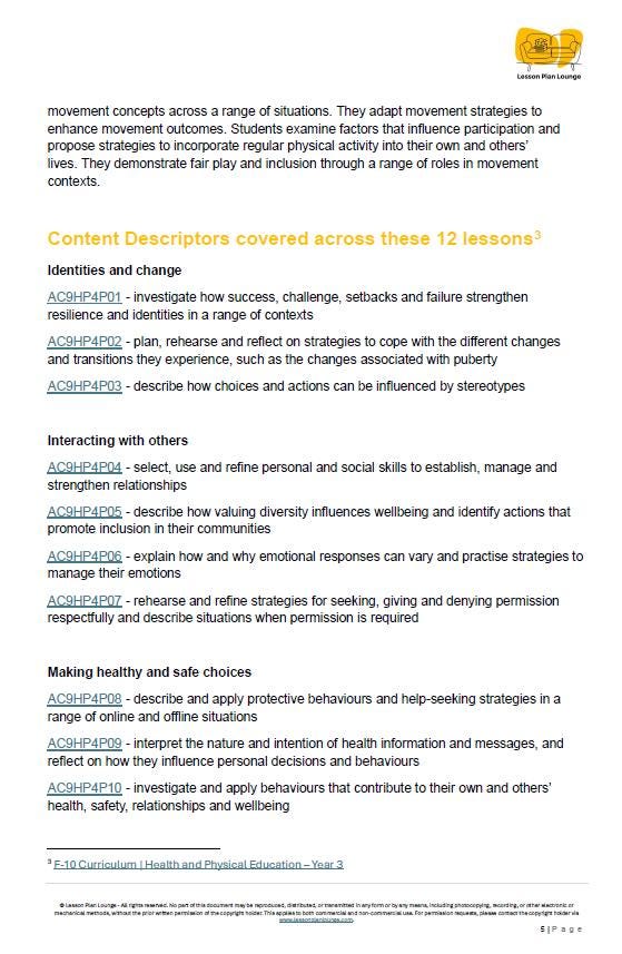 HPE - Personal, social and community health: Lesson Plans (12 lessons) + 1 Summative Assessment + FREE Student Workbook (Year 3-4)