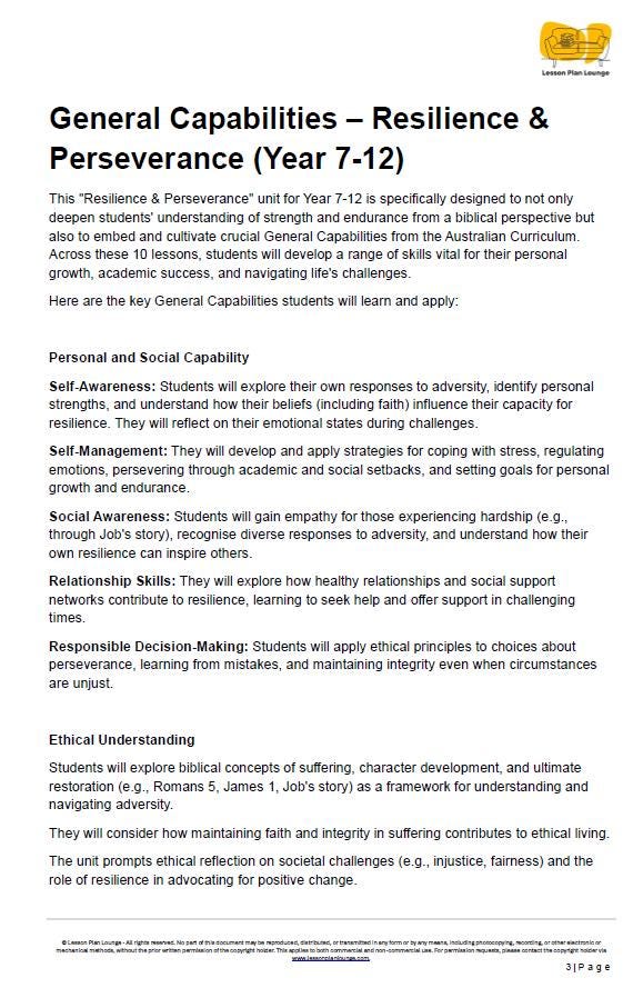 Studies of Religion - Resilience & Perseverance Coping with Challenges: 10 Lesson Plans + Summative Task + FREE Student Workbook (Year 7-12)