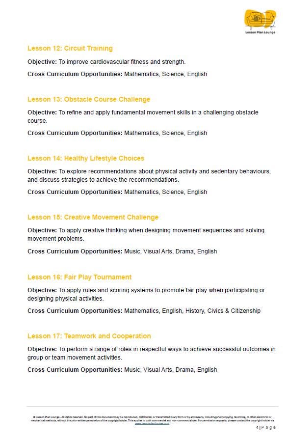 HPE - Movement and Physical Activity: 20 Lesson Plans + 1 Summative Assessment Task (Year 6)