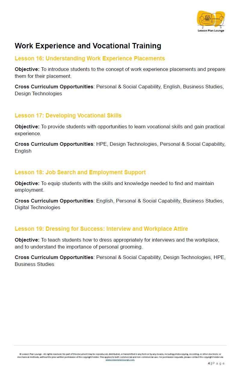 Career Education & Life Skills (Support Class): 22 Lesson Plans (covering 44 lessons) - Year 8 - 10