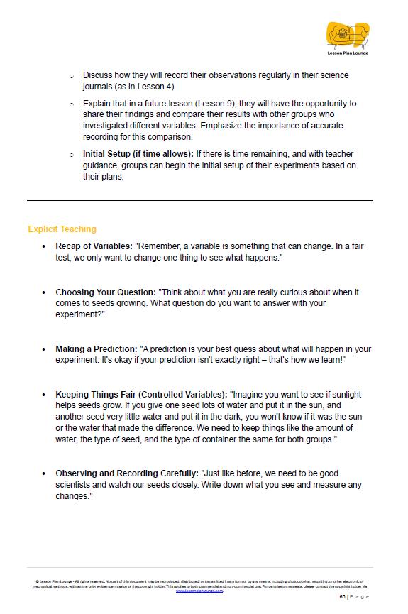 Science - Biological Sciences: Lesson Plans (9 lessons) + 1 Summative Assessment + FREE Student Workbook (Year 3)