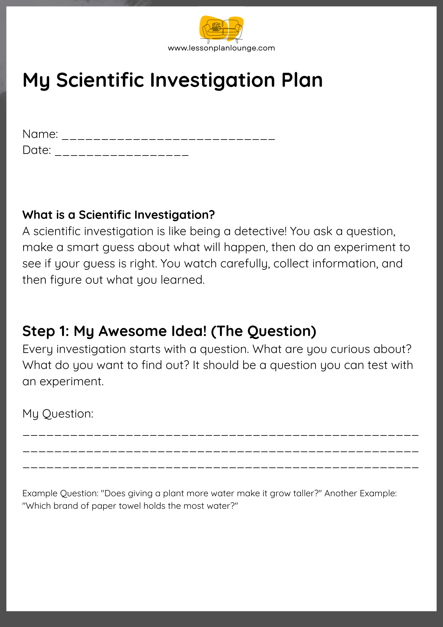 FREE Worksheet - Science - Design and Experiment Template - Neutral - (Primary/ Higher Education)