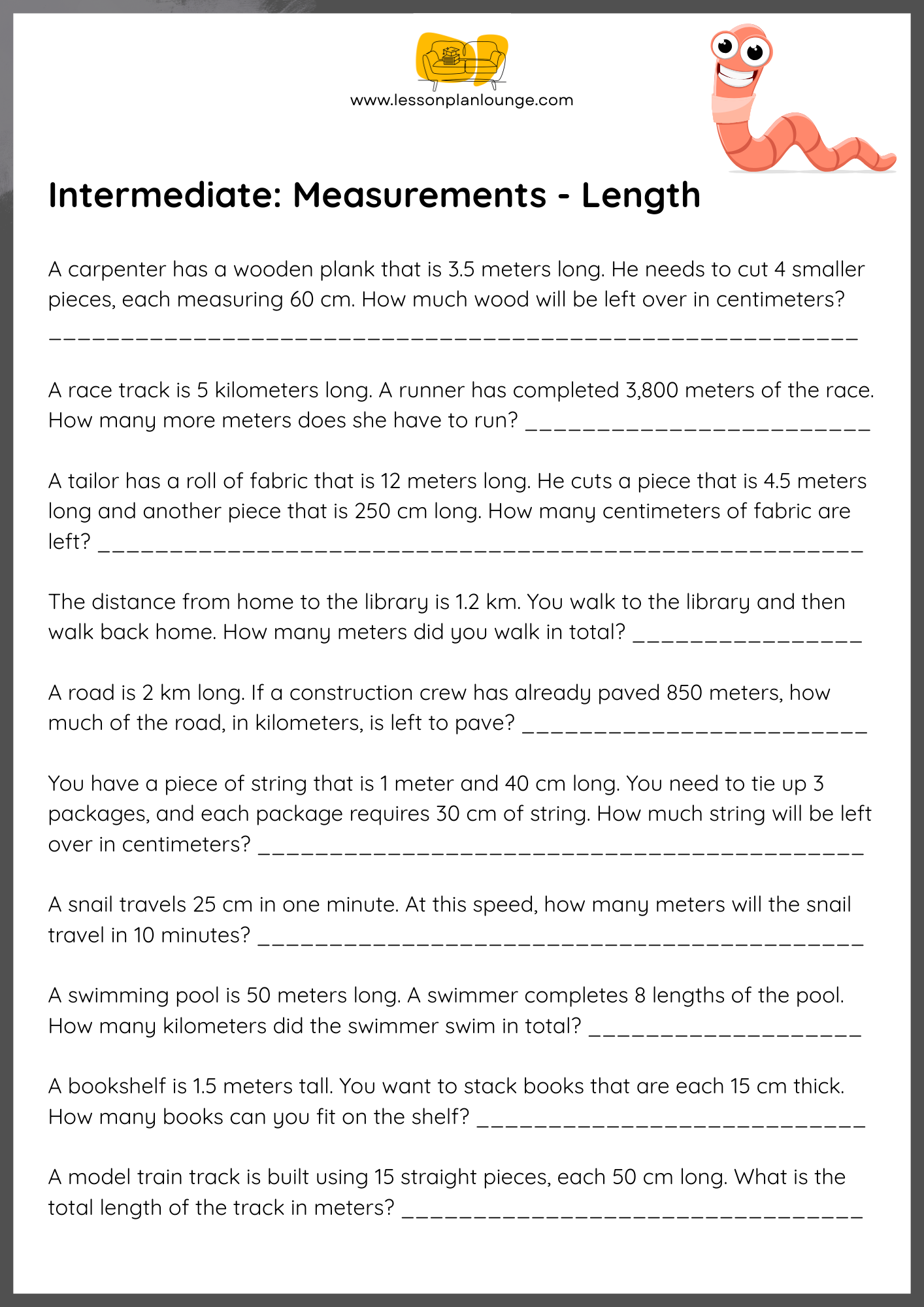 FREE Worksheets - Mathematics - Intermediate Measurements - Primary/ High School Education