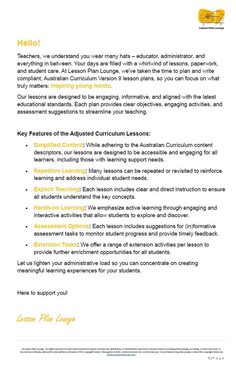 CHEMICAL Sciences - Adjusted Curriculum: 12 Lesson Plans + 1 Summative Assessment (Kindergarten/ Foundation Year)