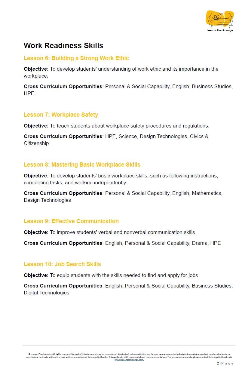 Career Education & Life Skills (Support Class): 22 Lesson Plans (covering 44 lessons) - Year 8 - 10