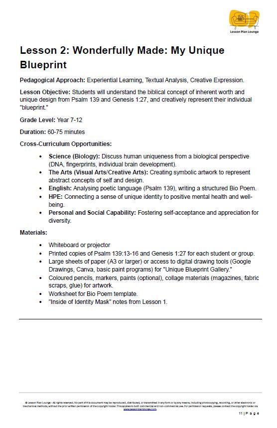 Studies of Religion - Identity & Self-Worth: 10 Lesson Plans + Summative Assessment Task + FREE Student WORKBOOK (Year 7 to 12)
