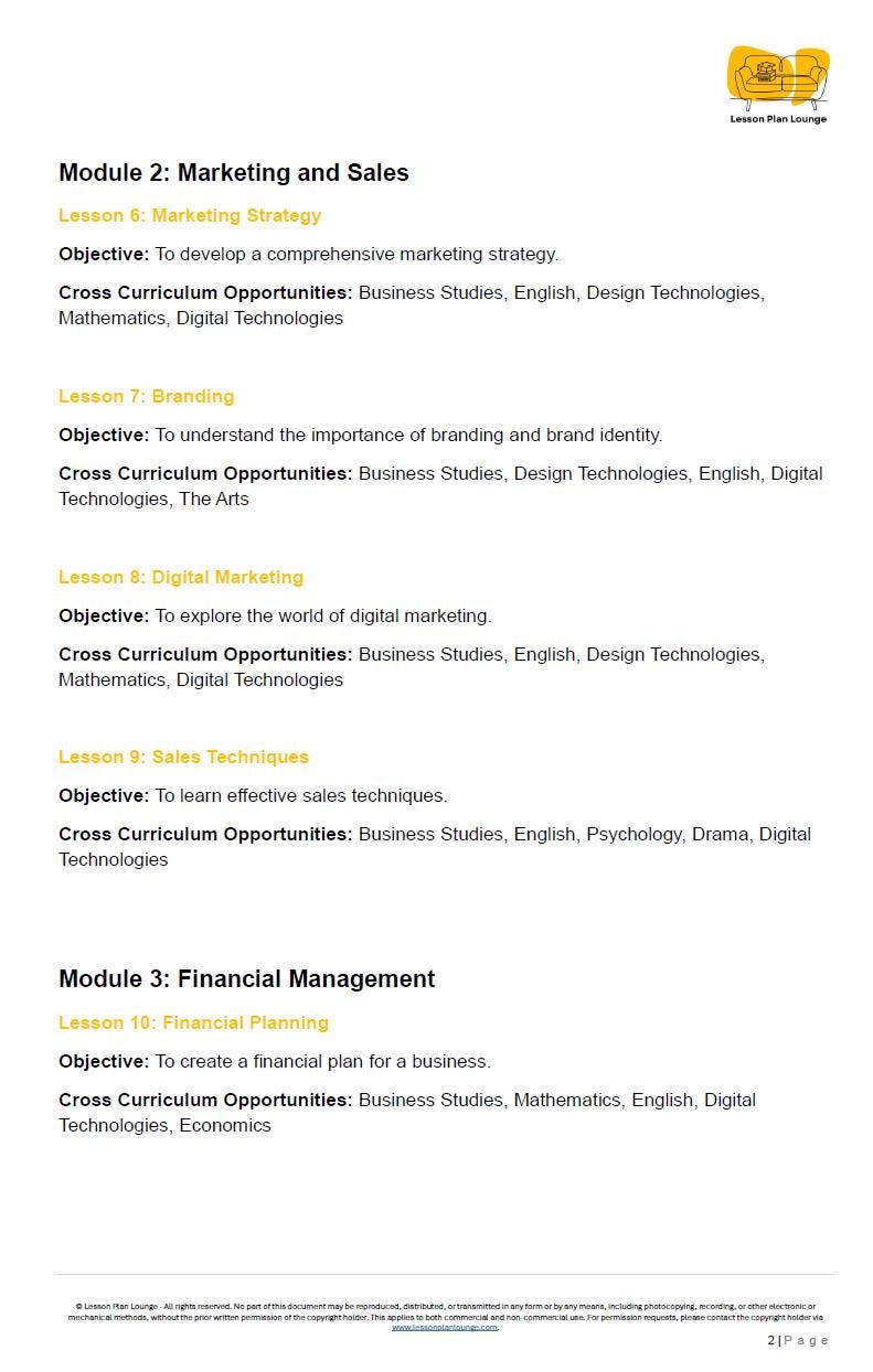 Entrepreneurship - Start Your Own Business: 20 Lesson Plans (covering 27 lessons) + 1 Summative Assessment + Worksheet Ideas - High School