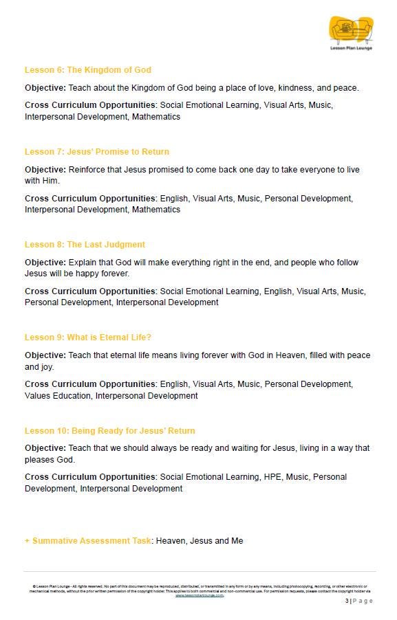 Studies of Religion - Introduction to Eschatology: 10 Lesson Plans + 1 Summative Assessment Task (Kindergarten to Year 2)