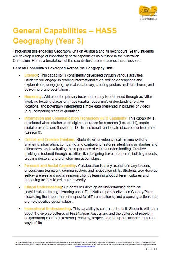HASS - Geography: Lesson Plans (15 lessons) + 1 Summative Assessment + FREE Student Workbook (Year 3)