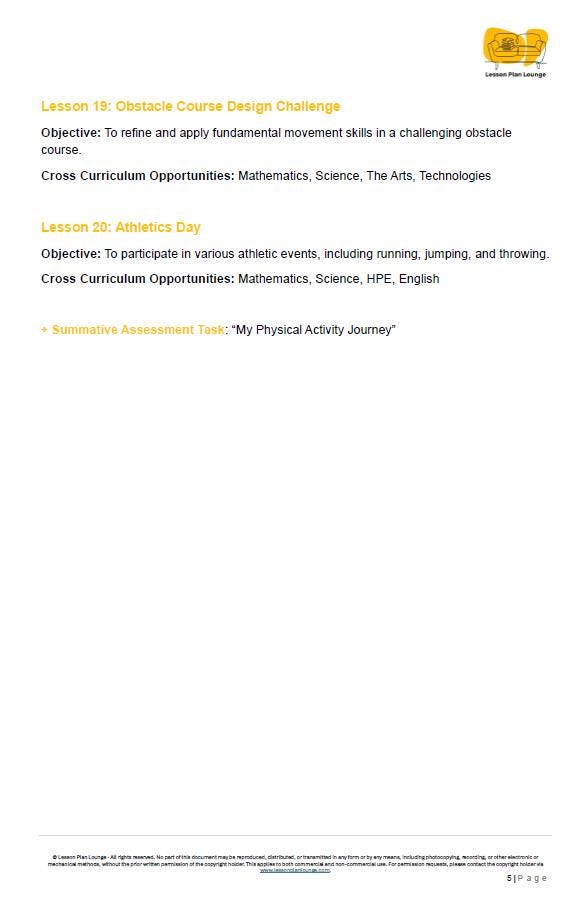 HPE - Movement and Physical Activity: 20 Lesson Plans + 1 Summative Assessment Task (Year 3)