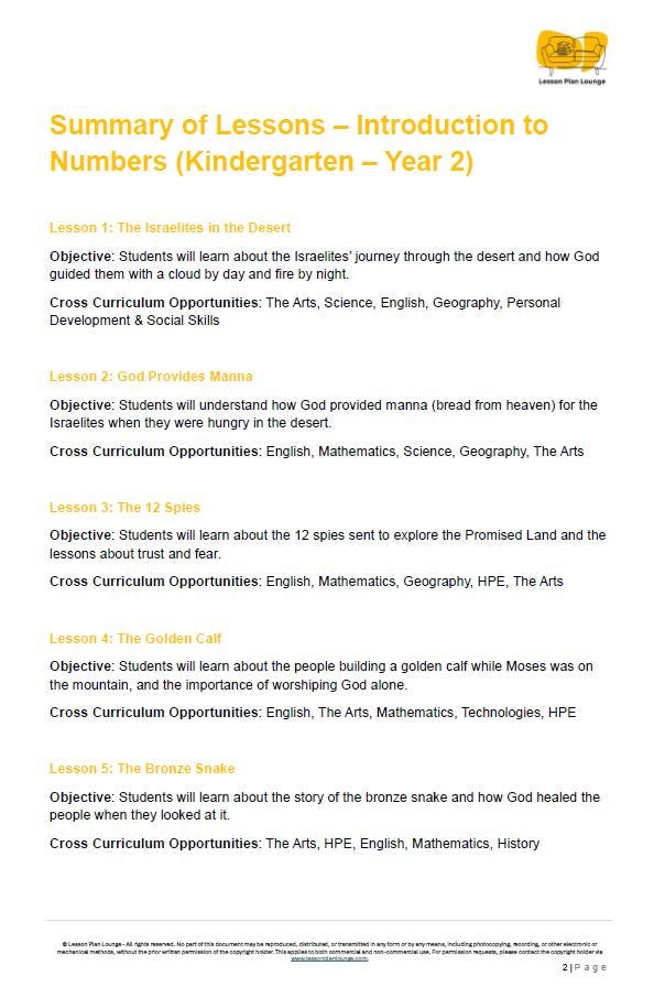 Studies of Religion - Introduction to Numbers: 10 Lesson Plans + 1 Summative Assessment Task (Kindergarten to Year 2)