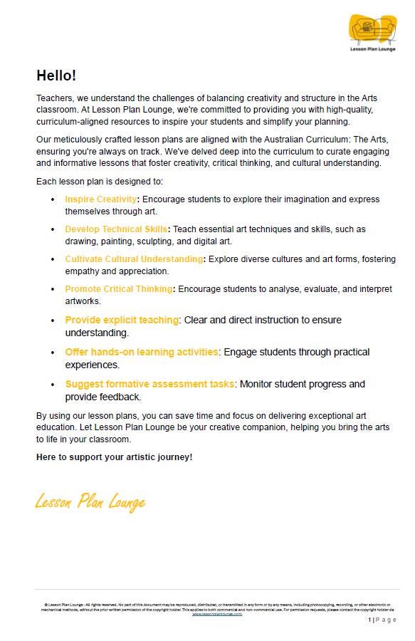 Music - The Arts: 10 Lesson Plans (covering 20-30 lessons) + 1 Summative Assessment (Year 6)