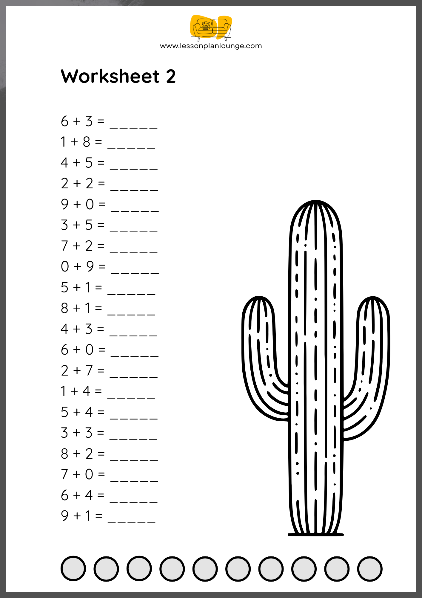 FREE WORKSHEETS - Mathematics - Single Digits Addition - Primary Education