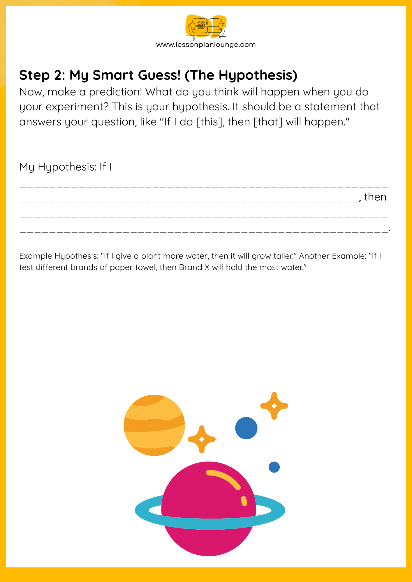 FREE Worksheet - Science - Design and Experiment Template - Earth & Space (Primary/ Higher Education)