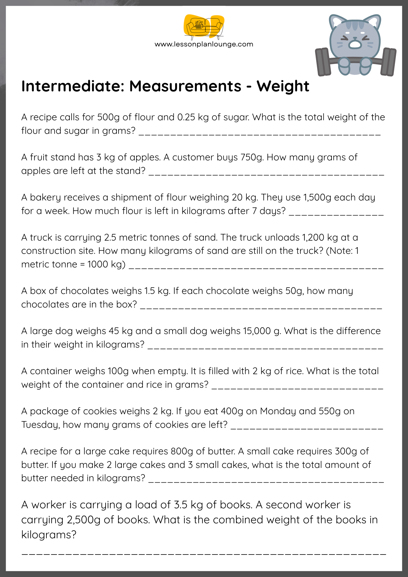 FREE Worksheets - Mathematics - Intermediate Measurements - Primary/ High School Education