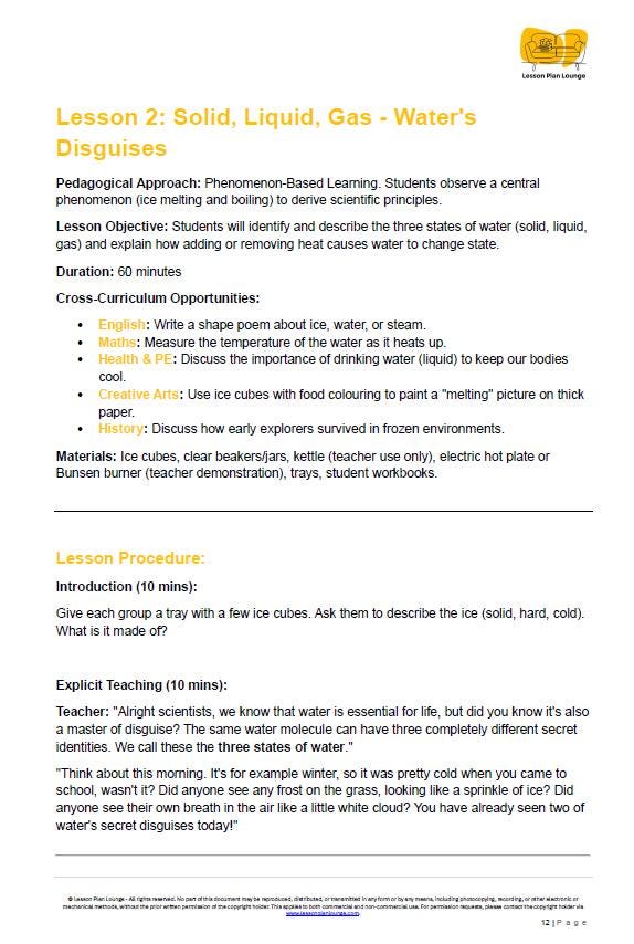 Science - Earth & Space Sciences: 10 Lesson Plans + 1 Summative Assessment and FREE Student WORKBOOK (Year 4)