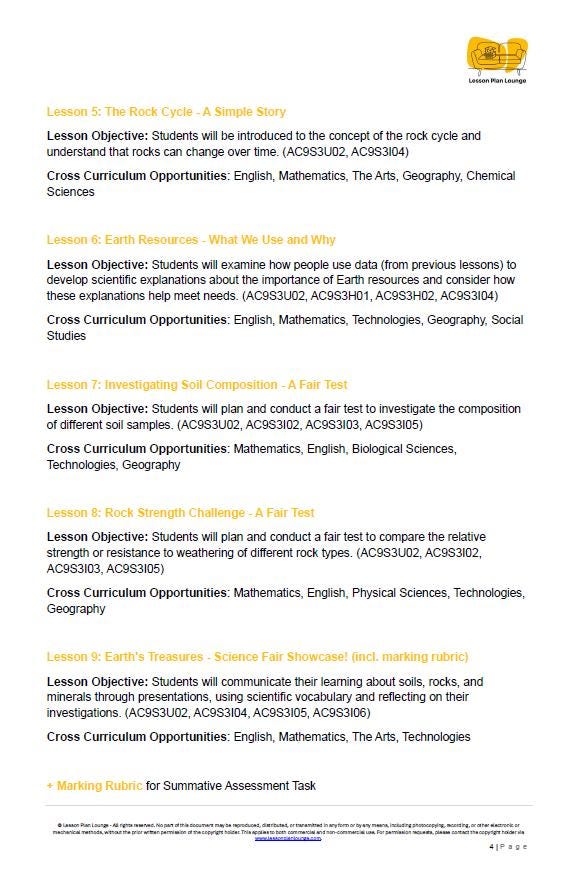 Science - Earth & Space Sciences: Lesson Plans (9 lessons) + 1 Summative Assessment + FREE Student Workbook (Year 3)
