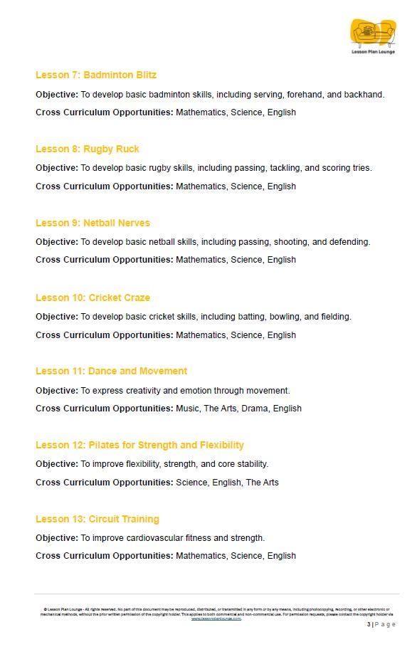 HPE - Movement and Physical Activity: 20 Lesson Plans + 1 Summative Assessment Task (Year 3)
