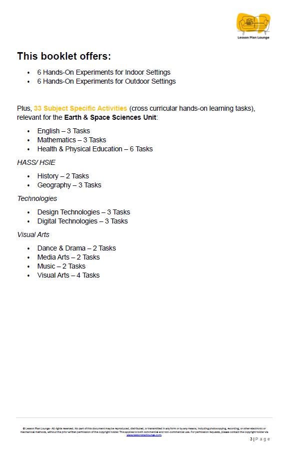 Earth and Space Sciences: 45 Hands-On Learning Tasks & Experiments (Year 1)