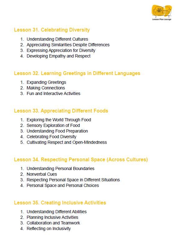 35 Life Skills Lessons for the Year 1 Student
