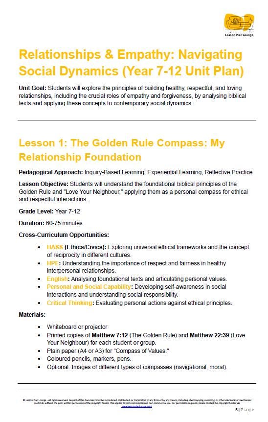 Studies of Religion - Relationships & Empathy Navigating Social Dynamics: 10 Lesson Plans + Summative Assessment + FREE WORKBOOK (Year 7-12)