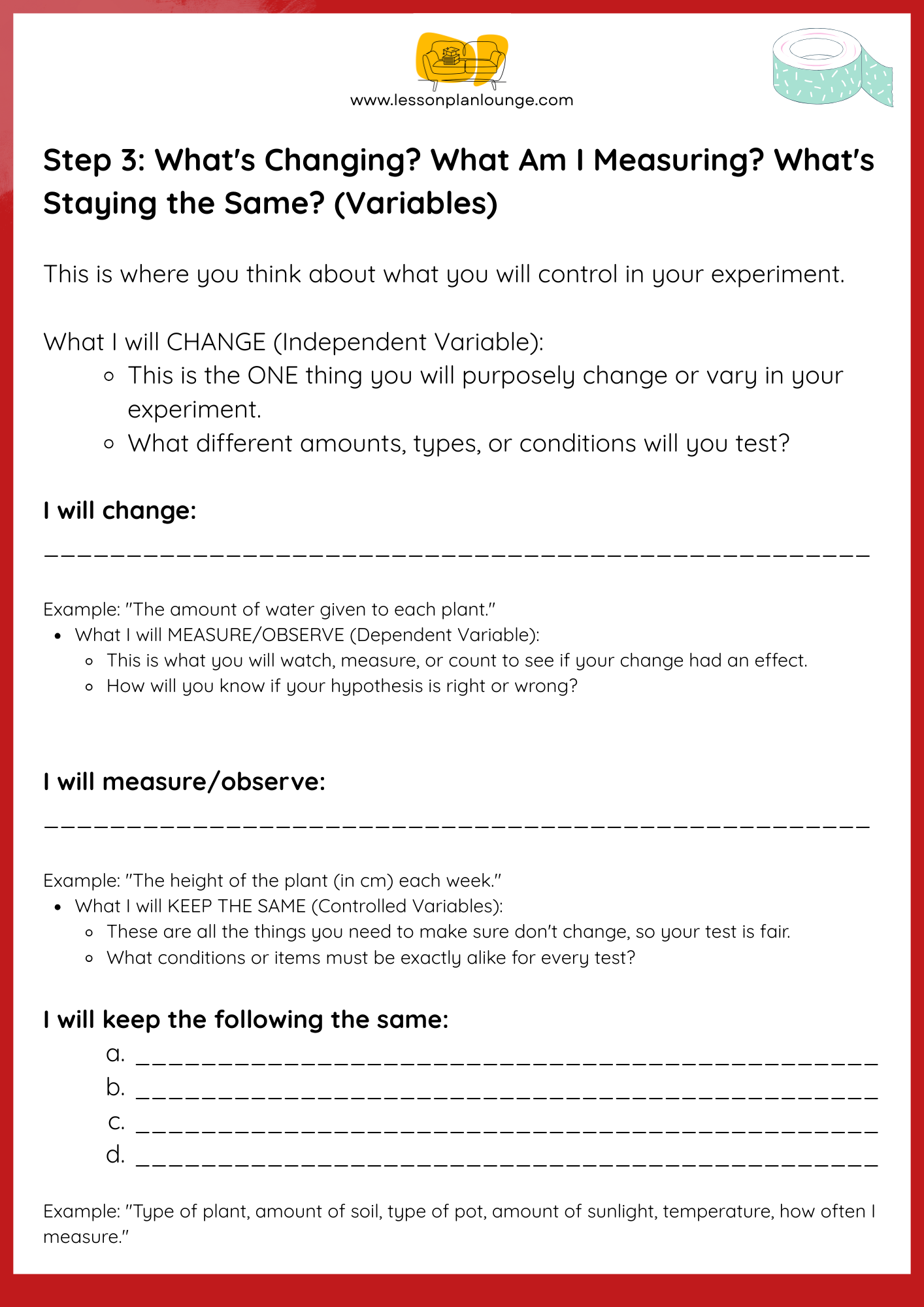 FREE Worksheet - Science - Design and Experiment Template - Materials - (Primary/ Higher Education)