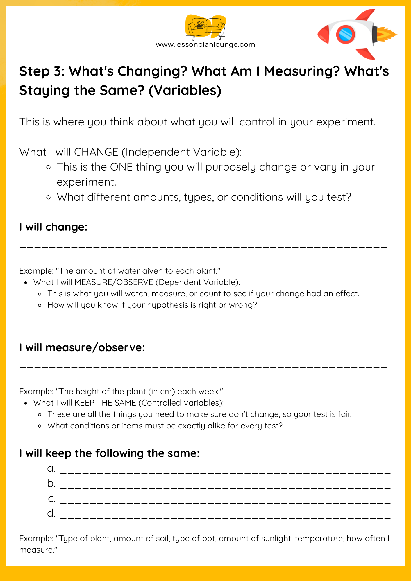 FREE Worksheet - Science - Design and Experiment Template - Earth & Space (Primary/ Higher Education)