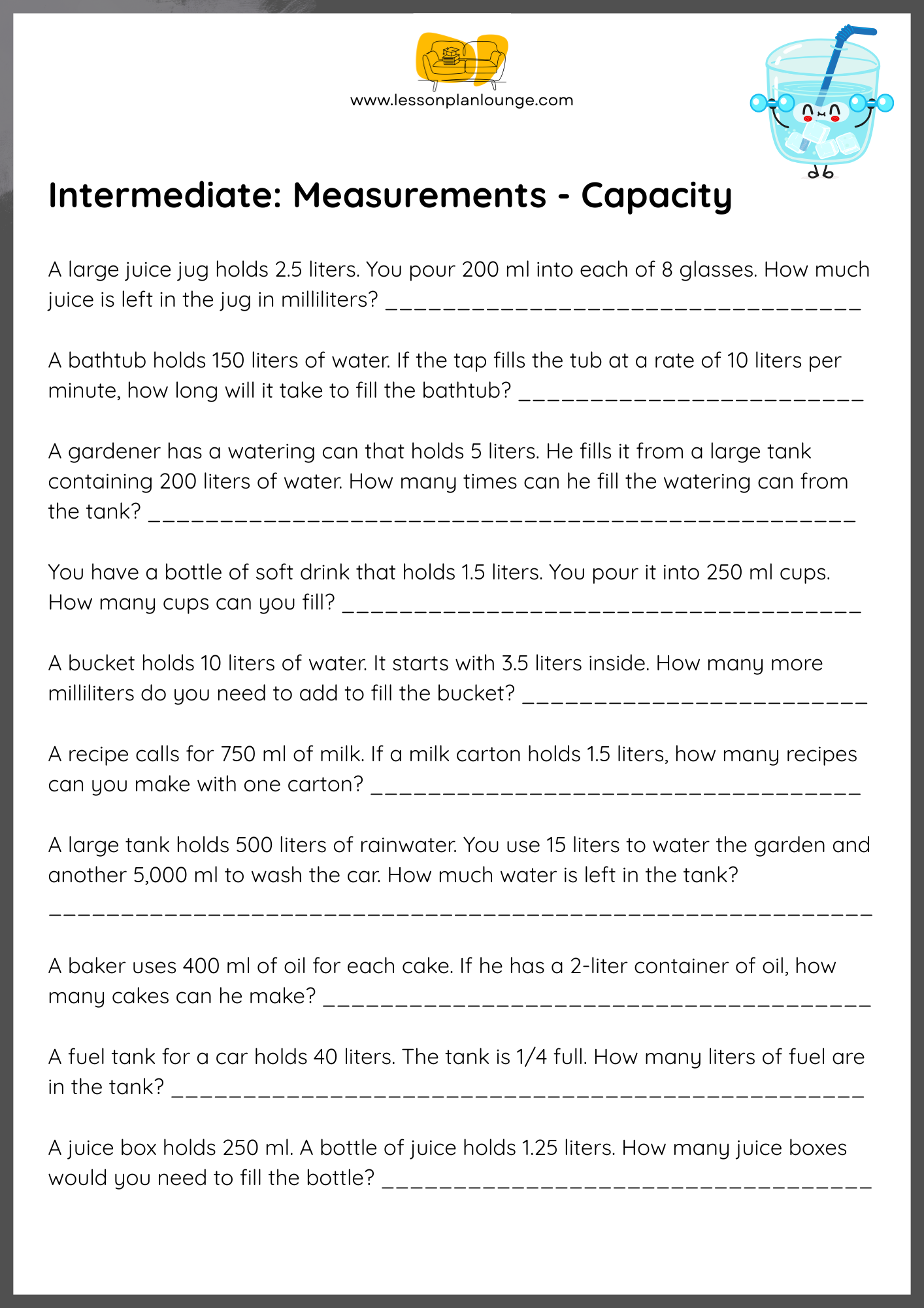 FREE Worksheets - Mathematics - Intermediate Measurements - Primary/ High School Education