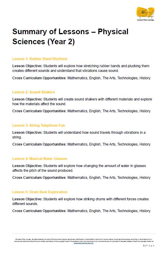 Science - Physical Sciences: Lesson Plans (10 lessons) + 1 Summative Assessment + FREE Student Workbook (Year 2)