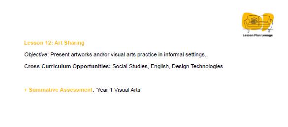 The Arts - VISUAL ARTS: 12 Lesson Plans + 1 Summative Assessment (Year 1)