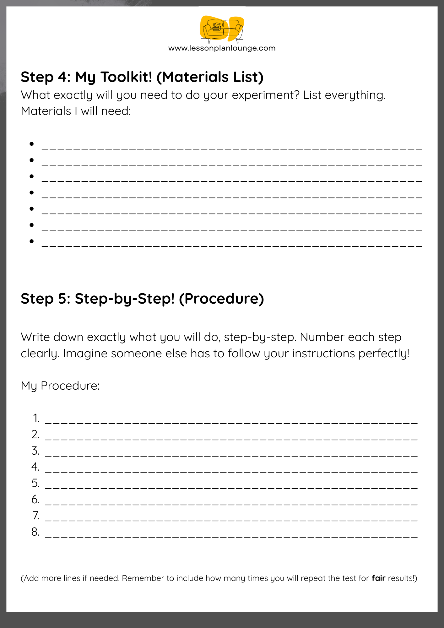 FREE Worksheet - Science - Design and Experiment Template - Neutral - (Primary/ Higher Education)