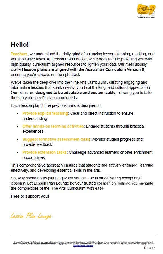 The Arts - VISUAL ARTS: 12 Lesson Plans + 1 Summative Assessment (Year 2)