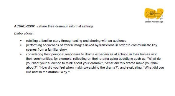 The Arts - DRAMA: 12 Lesson Plans + 1 Summative Assessment (Year 1)