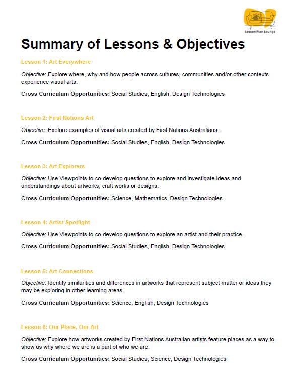 The Arts - VISUAL ARTS: 12 Lesson Plans + 1 Summative Assessment (Year 1)