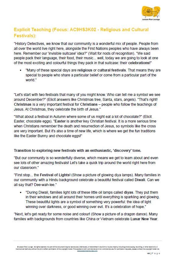 HASS - History: Lesson Plans (10 lessons) + 1 Summative Assessment + FREE Student Workbook (Year 3)