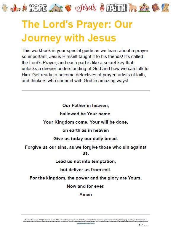 Studies of Religion - The Lord's Prayer: 10 Lesson Plans + 1 Summative Assessment Task + Student Workbook (Year 3 to Year 6)