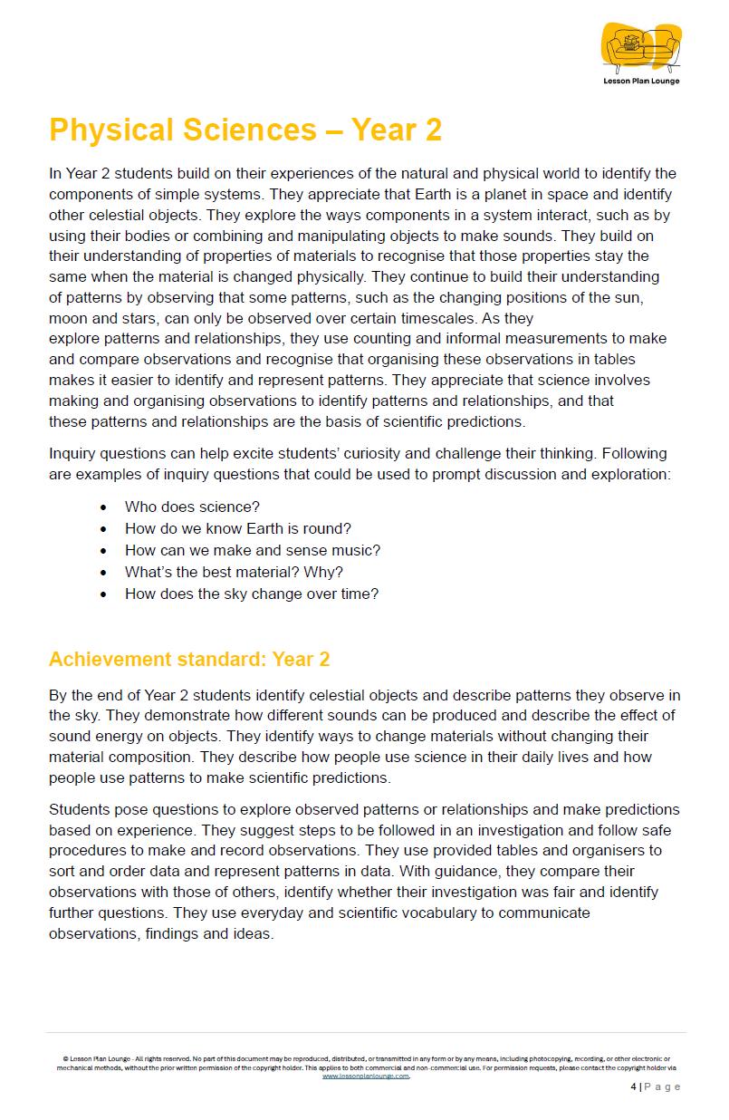 PHYSICAL SCIENCES - Adjusted Curriculum: 12 Lesson Plans + 1 Summative Assessment Task (Year 2)