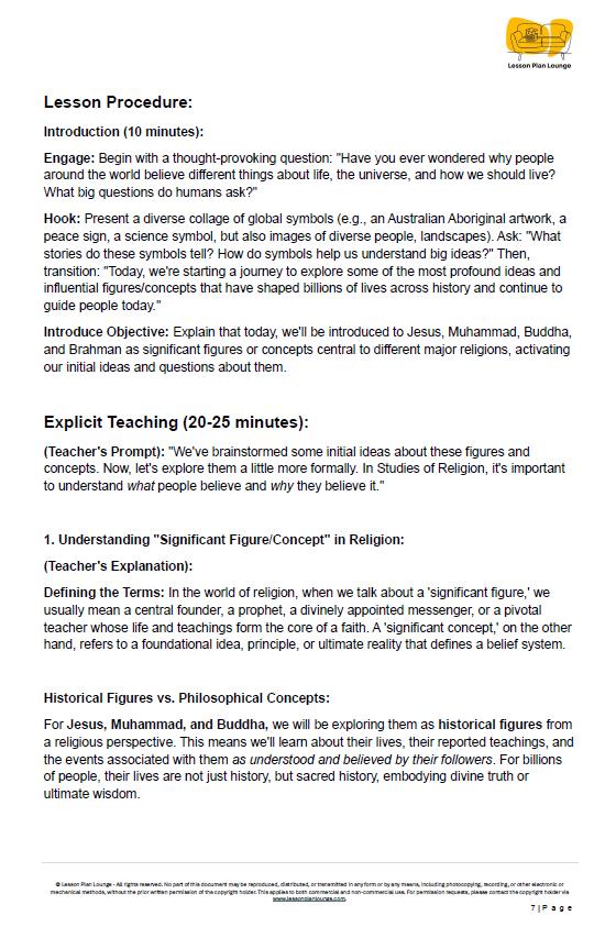 Studies of Religion - 4 Major World Religions: 15 Lesson Plans + Summative Assessment Task + FREE Student WORKBOOK incl. theory (Year 7-12)