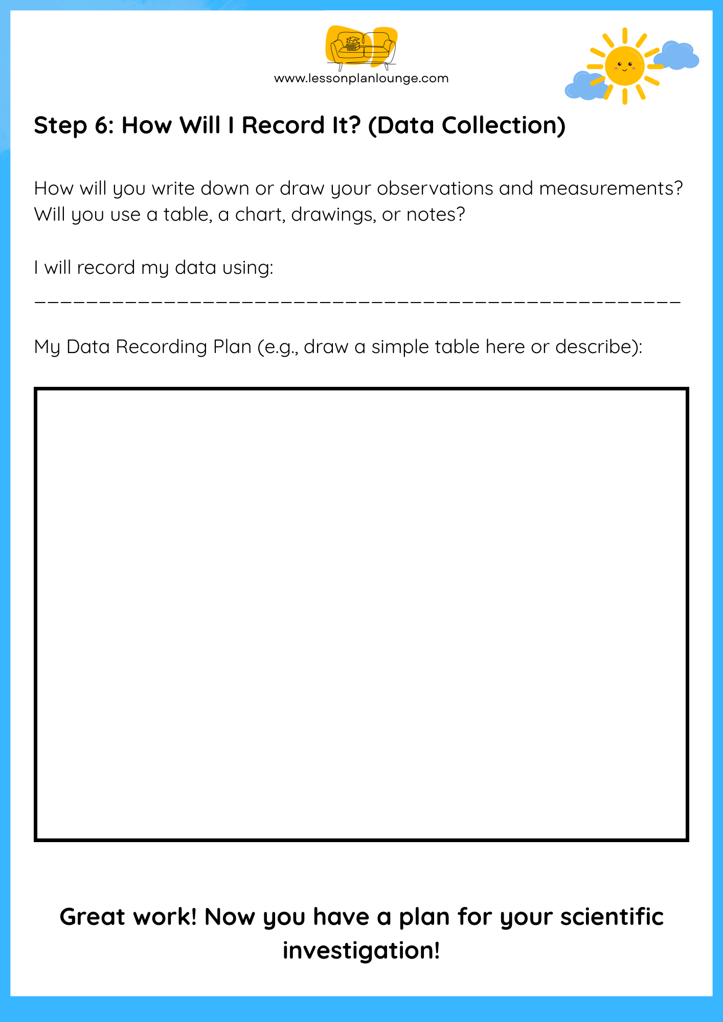 FREE Worksheet - Science - Design and Experiment Template - Weather - (Primary/ Higher Education)