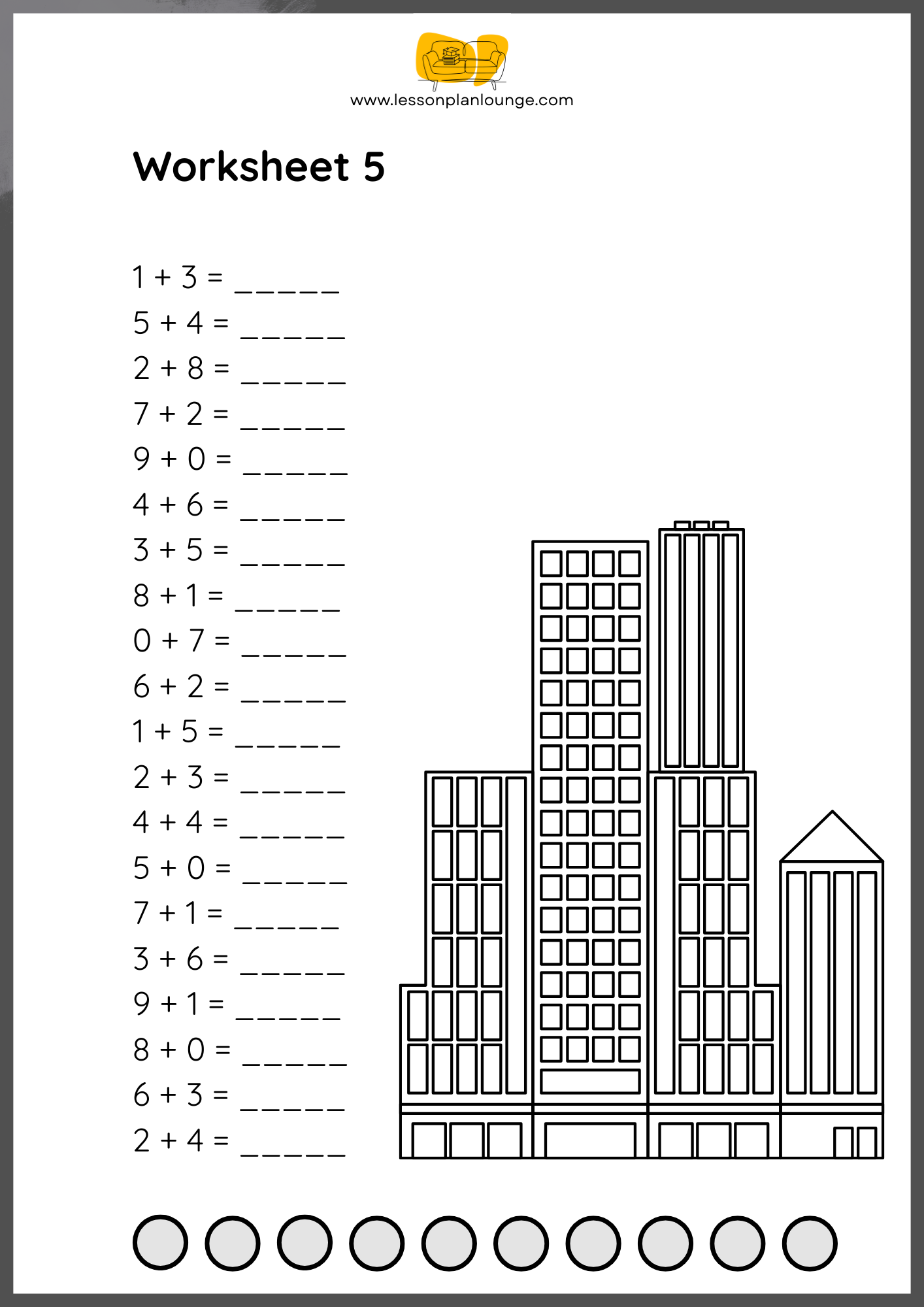 FREE WORKSHEETS - Mathematics - Single Digits Addition - Primary Education