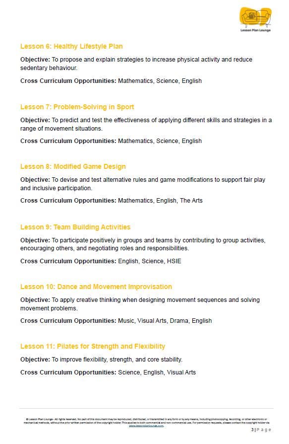 HPE - Movement and Physical Activity: 20 Lesson Plans + 1 Summative Assessment Task (Year 6)