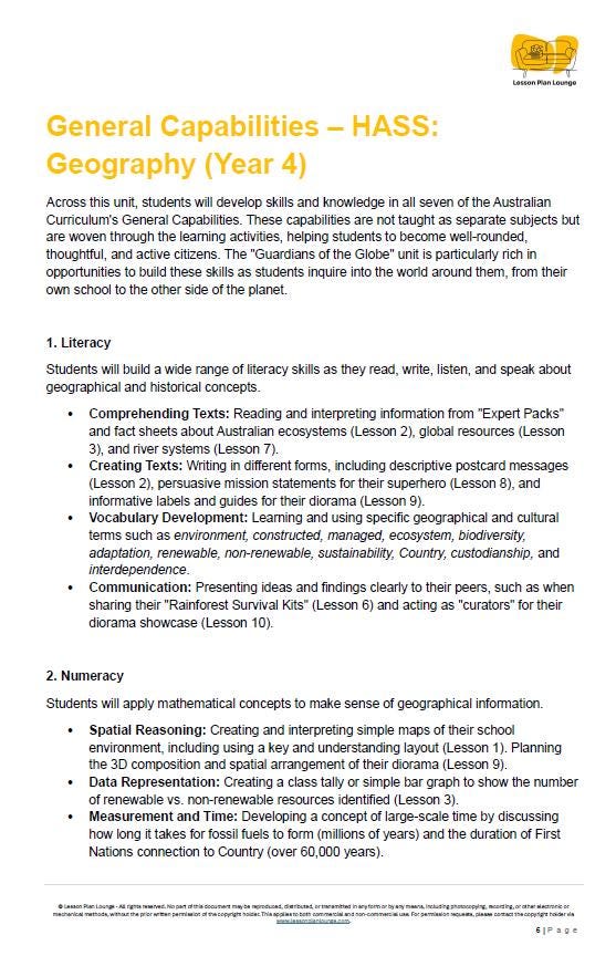 HASS - Geography: 10 Lesson Plans + 1 Summative Assessment and FREE Student Workbook (Year 4)