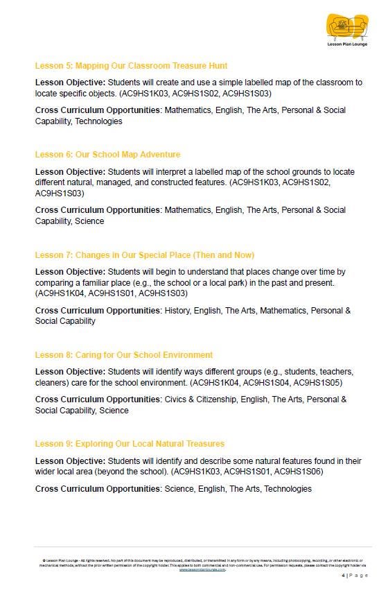 HASS - Geography: 12 Lesson Plans + 1 Summative Assessment and FREE Student Worksheets (Year 1)