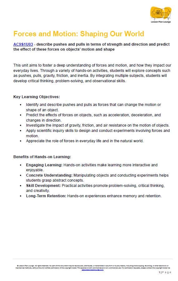 Physical Sciences: 39 Hands-On Learning Tasks & Experiments (Year 1)