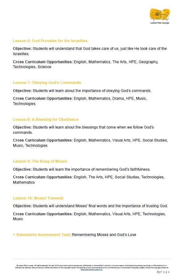 Studies of Religion - Introduction to Deuteronomy: 10 Lesson Plans + 1 Summative Assessment Task (Kindergarten to Year 2)